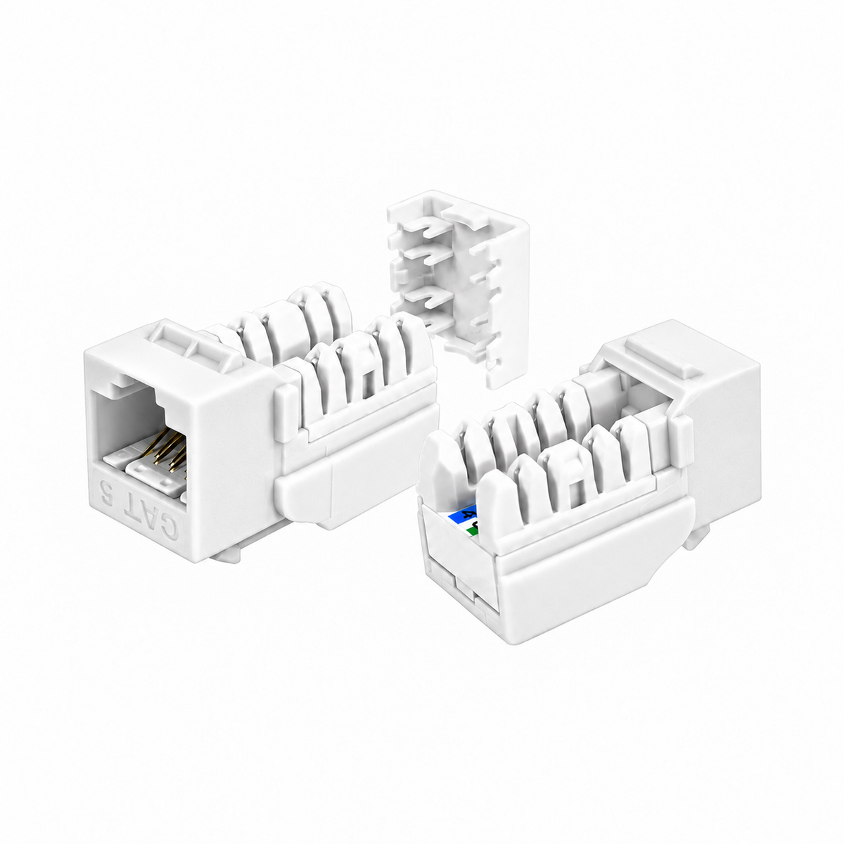 Cat6 Keystone Jack 90-Degree 25-Pack SDJ Series RJ45 110 Type for 22-24AWG Solid Wire