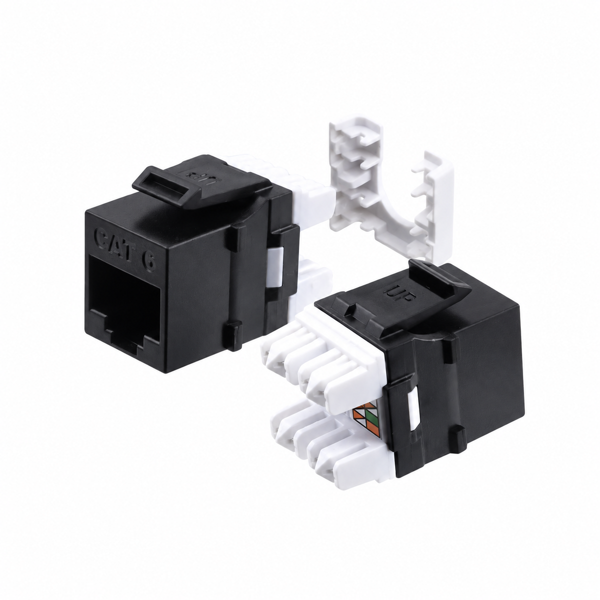 Cat6 Keystone Jack 180-Degree 25-Pack HDJ Series  RJ45 110 Type for 22-24AWG Solid Wire