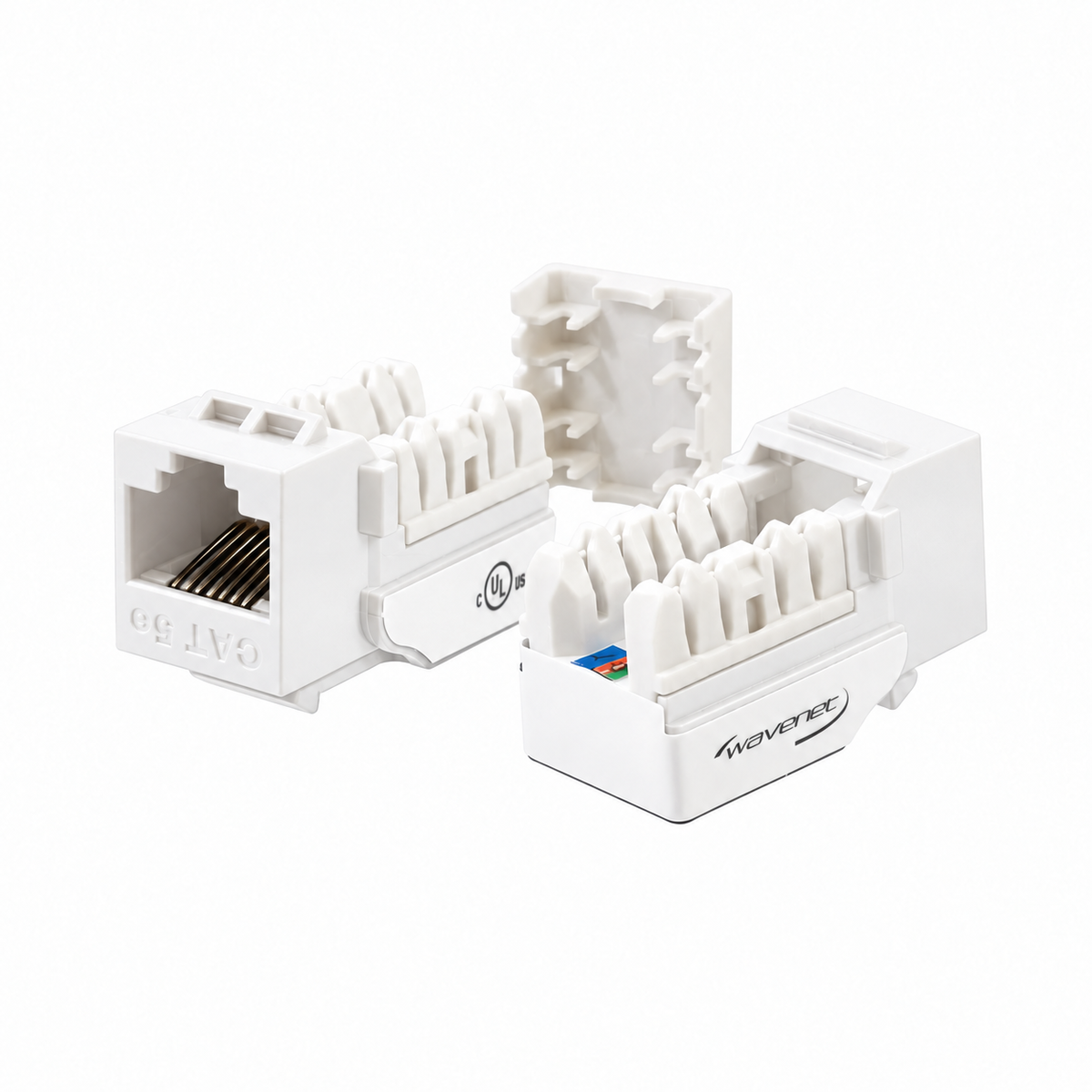 Cat5e Keystone Jack 90-Degree 25-Pack SDJ Series RJ45 110 Type for 22-24AWG Solid Wire